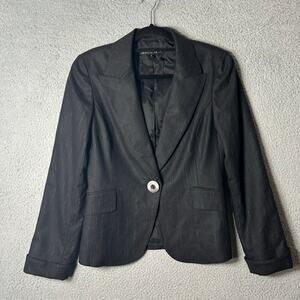 Lafayette 148 New York Blazer Womens‎ 4 Black Virgin Wool One Button Career